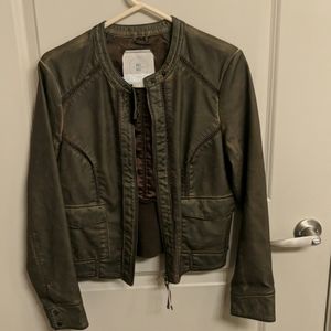 Gray/Olive Leather Jacket